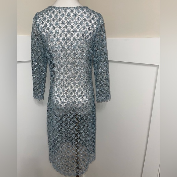 Cachet Light Metallic Blue Lace Sequin Size Small - Picture 4 of 11